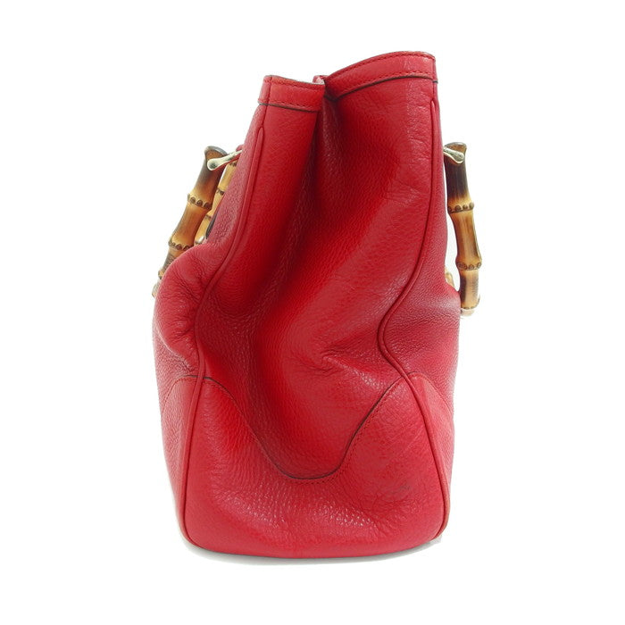 ハンドメイドカホン チーク/赤　ゴム足/バッグ付き GUCCI/グッチ】 バンブー 282317 トートバッグ レザー 赤 レディース