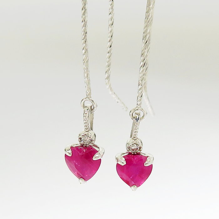 アメリカンフック ルビー 計0.54ct ダイヤモンド 0.005×2ct ピアス 