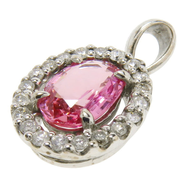 ピンクサファイア 0.85ct ダイヤモンド 計0.16ct ペンダントトップ