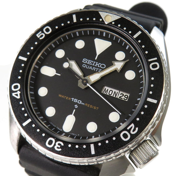 【SEIKO/セイコー】 ダイバーズ 7548-7000 腕時計 ステンレススチール/ラバー クオーツ シルバー ブラック文字盤 ブラックベルト  メンズ, 【中古】【真子質店】【GD】, 【Maxx】