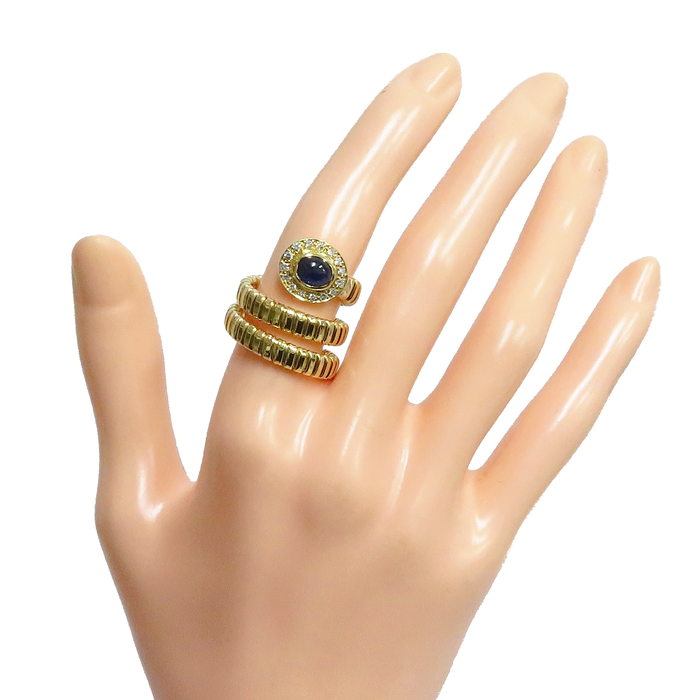 9号 スネーク風 サファイア 0.92ct ダイヤモンド 計0.18ct リング