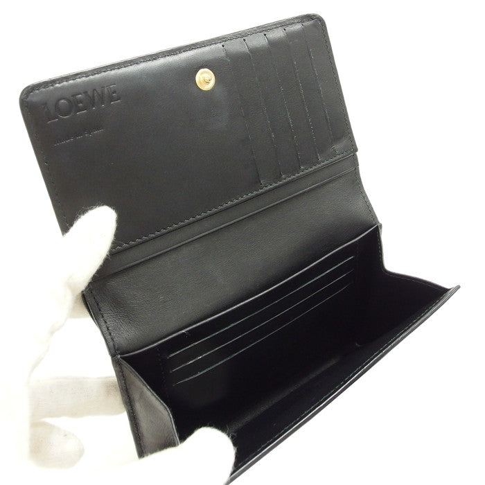 LOEWE/ロエベ】 アナグラム コンパクト 二つ折り財布 レザー 黒