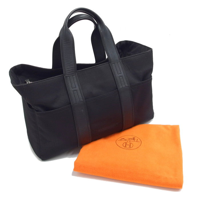 HERMES アカプルコ MM トワルシェブロン×レザー　ハンドバッグ ブラック HERMES/エルメス】 アカプルコMM ハンドバッグ トワルシェブロン