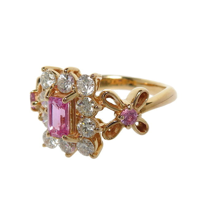 11号 ピンクサファイヤ（中央） 0.39ct ピンクサファイヤ 計0.10ct ダイヤモンド 計0.61ct リング・指輪 K18PGピンクゴールド 18金 4.6g レディース
【中古】【真子質店】【NN】




【DKMa】