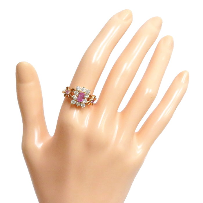 11号 ピンクサファイヤ（中央） 0.39ct ピンクサファイヤ 計0.10ct ダイヤモンド 計0.61ct リング・指輪 K18PGピンクゴールド 18金 4.6g レディース
【中古】【真子質店】【NN】




【DKMa】