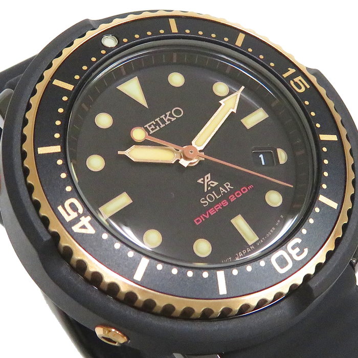 【SEIKO/セイコー】 プロスペックス ダイバースキューバ V147-0CM0 腕時計 ステンレススチール/シリコン ソーラー ブラック文字盤  メンズ, 【中古】【真子質店】【GD】, 【ISMi】