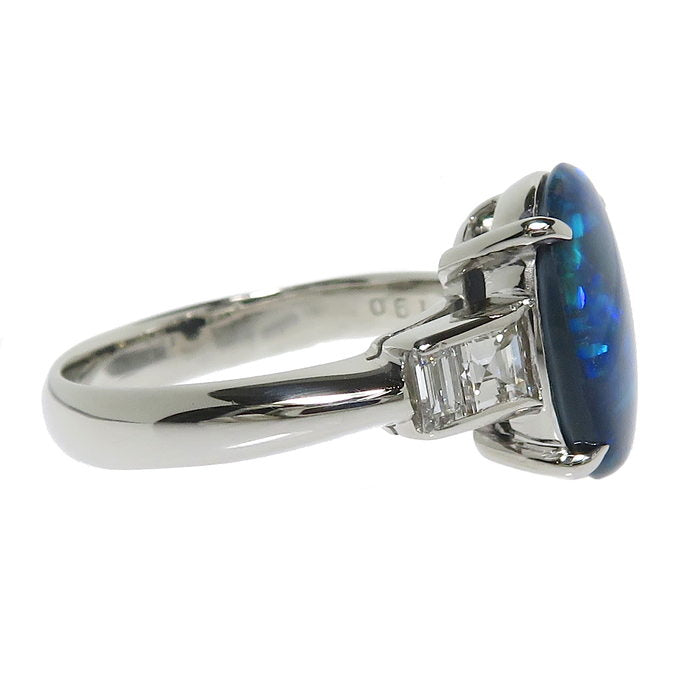 10.5号 ブラックオパール 1.90ct ダイヤモンド 計0.47ct リング・指輪 