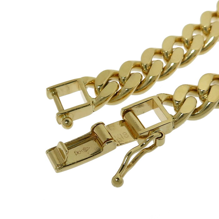 【超目玉】 徳力】 18 K18ゴールド ブレスレット シングル 2面 キヘイ/喜平 イエローゴールド