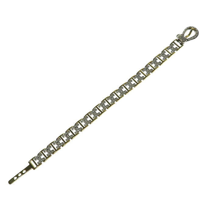 Hモチーフ ダイヤモンド 計1.10ct ブレスレット K18YGイエローゴールド 18金/K18WGホワイトゴールド 18金 21.4g 17.5cm レディース
【中古】【真子質店】【NN】




【IKKI】