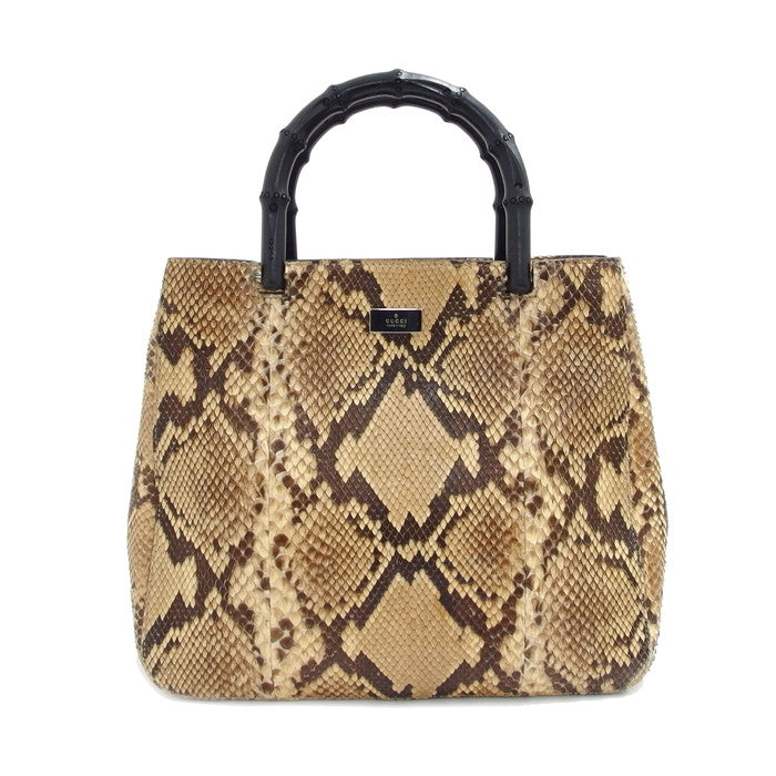 GUCCI/グッチ】 002.1061 ハンドバッグ パイソン/バンブー ベージュ×黒 
