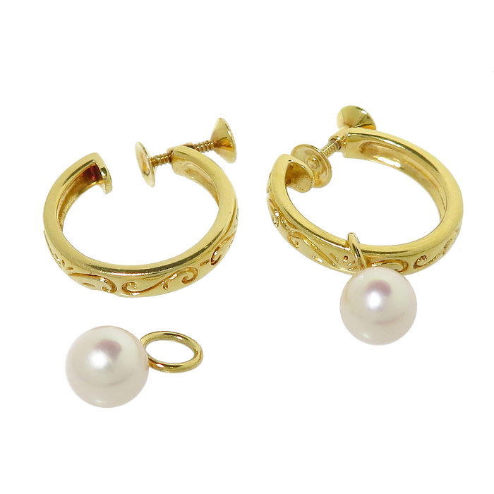 MIKIMOTO/ミキモト】 アコヤパールチャーム付 ネジ式 アコヤ真珠