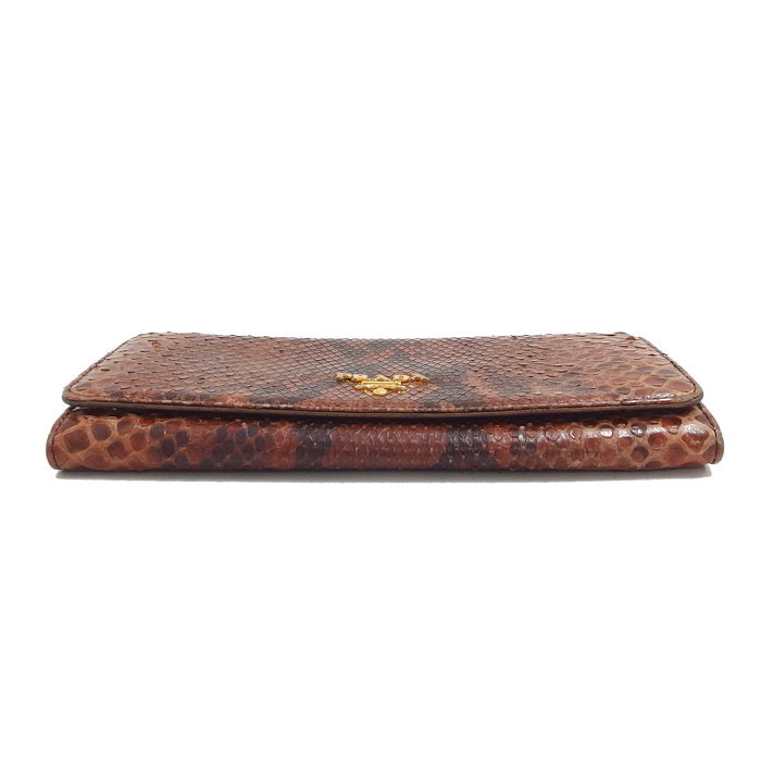 PRADA/プラダ】 二つ折り 長財布 パイソン 茶 レディース【中古 