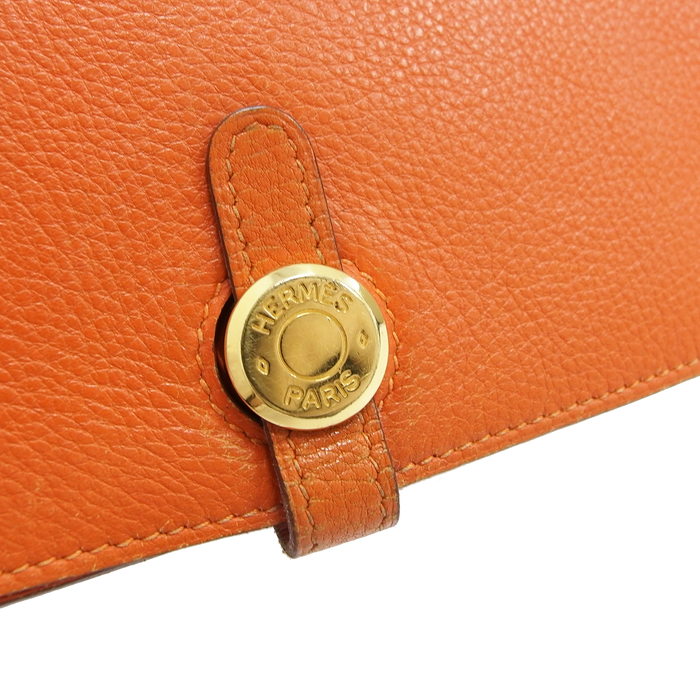 HERMES/エルメス】 ドゴンGM 長財布 トリヨンクレマンス オレンジ×GP