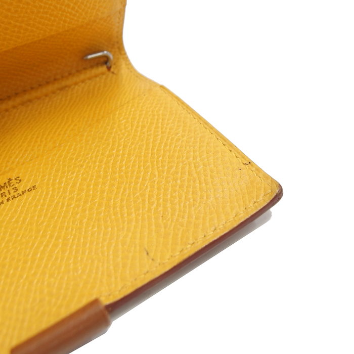 HERMES/エルメス】 アジャンダPM 手帳カバー クシュベル 茶×黄バイ 