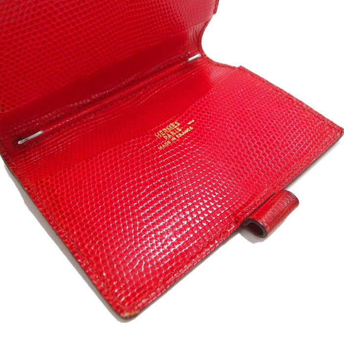 HERMES/エルメス】 アジャンダPM 手帳カバー リザード 赤 レディース 
