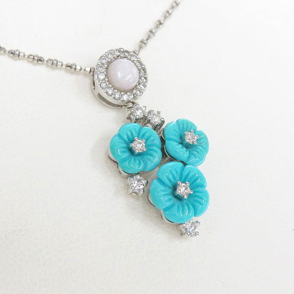 フラワーモチーフ 花 ダイヤモンド 計0.29ct ターコイズ ネックレス K18WGホワイトゴールド 18金 6.3g 39.5cm レディース
【中古】【真子質店】【NN】




【DDx】