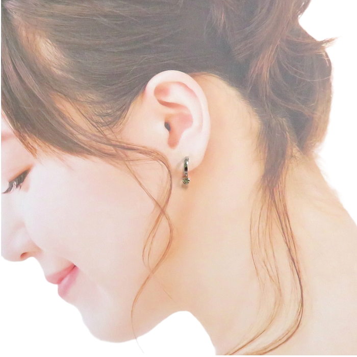 フープ ダイヤモンド 0.18×2ct ピアス K18WGホワイトゴールド 18金 1.5 