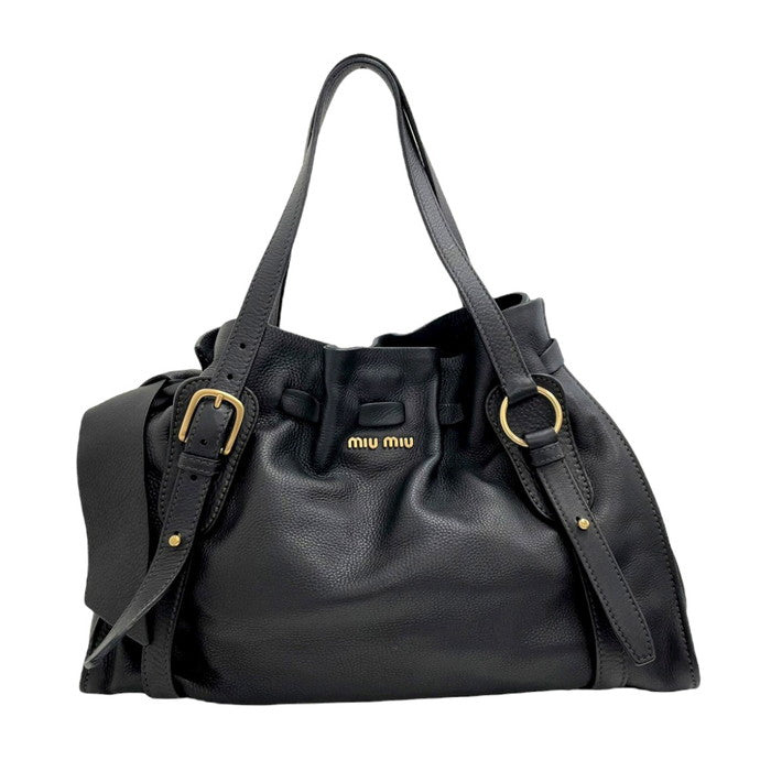 MIU MIU ミュウミュウ ヴィンテージ サイドリボン2WAYバッグ ブラック MIUMIU/Miu Miu Side Ribbon 2-Way Semi-Shoulder Tote Bag, Black