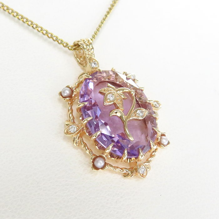 agete/アガット】 アメジスト ダイヤモンド 計0.04ct ベビーパール 