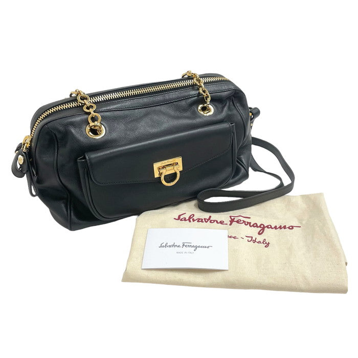 Salvatore Ferragamo/サルヴァトーレフェラガモ】 ガンチーニ ハンドバッグ 2way ショルダーバッグ レザー/GP 黒 –  真子質店 PawnShopMAKO