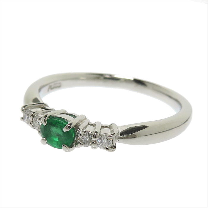 14号 エメラルド 0.21ct ダイヤモンド 計0.08ct リング・指輪 Pt900 