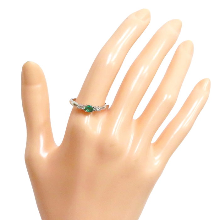 14号 エメラルド 0.21ct ダイヤモンド 計0.08ct リング・指輪 Pt900 