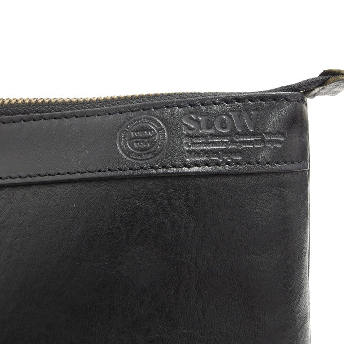SLOW/スロウ】 ポーチ クラッチバッグ レザー 黒 ユニセックス【中古 