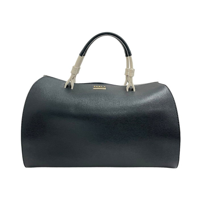 【極美品】FURLA フルラ　ヴィーナス 2way ミニボストンバッグレザー茶黒 Furla/フルラ】 2WAY ミニ ボストンバッグ ヴィーナス黒×アイボリー