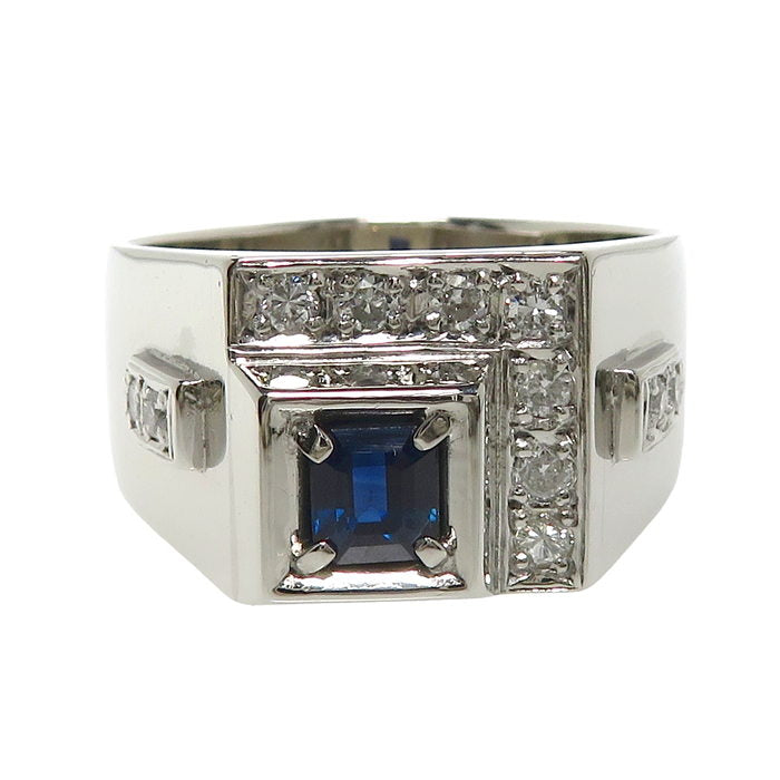 22号 仕上げ済 印台デザイン サファイア 0.54ct ダイヤモンド 計0.29ct
