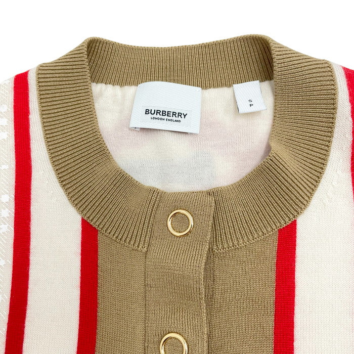 BURBERRY アイボリー メッシュカーディガン CavariA カーディガン メンズ ニット セーター Vネック
