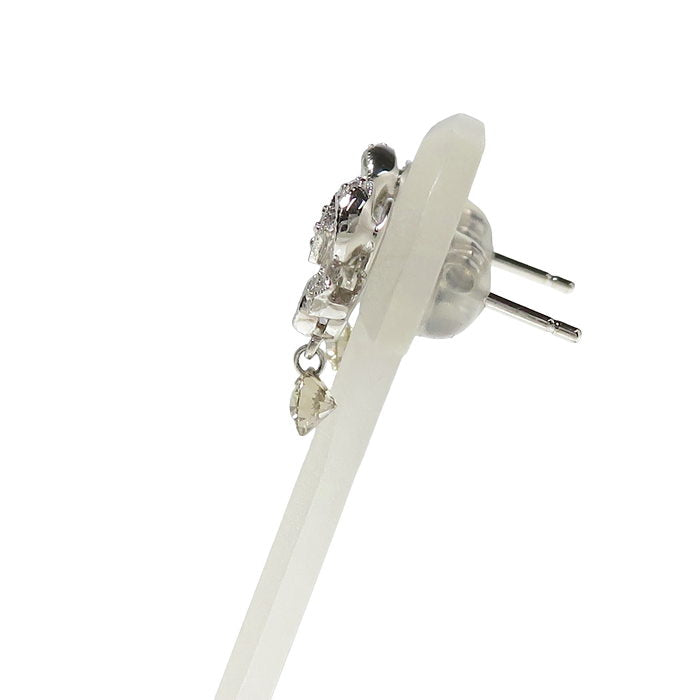 リボンモチーフ ダイヤモンド 計0.36x2ct ピアス K18WGホワイト