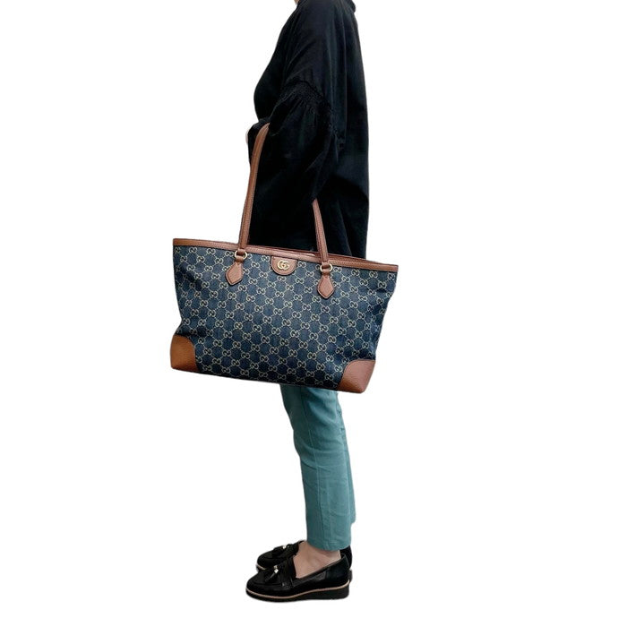 GUCCI/グッチ】 631685 GGミディアム トートバッグ デニム/レザー