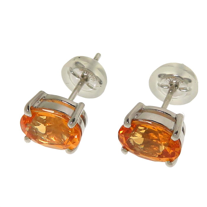 スタッド スペサルティンガーネット 1.12/1.18ct ピアス K18WGホワイト