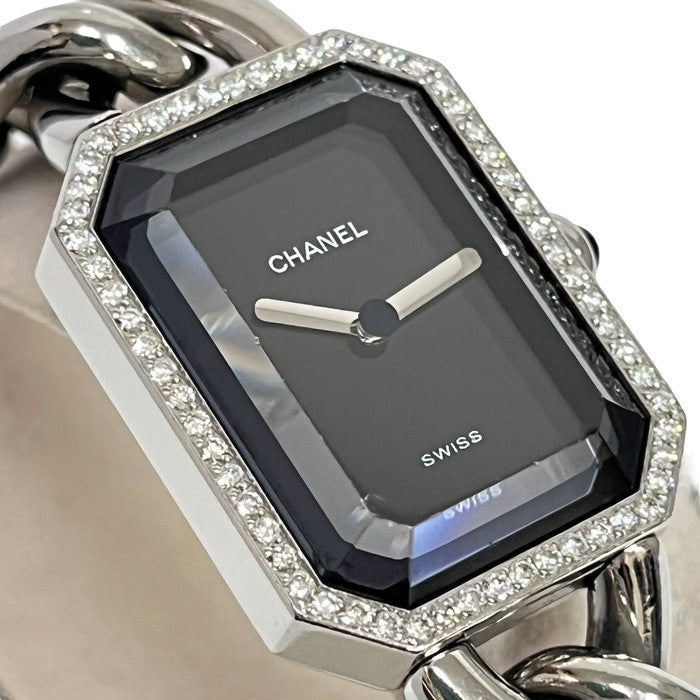 【CHANEL/シャネル】 プルミエールM H0495 ダイヤベゼル 腕時計 ステンレススチール/ダイヤモンド クオーツ 黒文字盤 レディース,  【中古】【真子質店】【BL】, 【TMoMax】