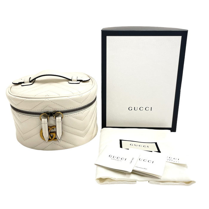 GUCCI/グッチ】 GGマーモント 624615 コスメティックケース/バニティバッグ/化粧ポーチ ポーチ レザー 白 レディース【中古 –  真子質店 PawnShopMAKO