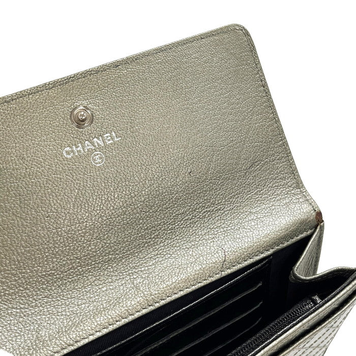 【美品】CHANEL シャネル ビコローレ ココマーク 二つ折り財布 ゴールド CHANEL/シャネル】 ビコローレ ココマーク 二つ折り財布 11番台8桁