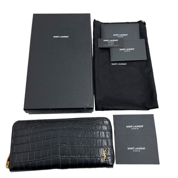 SAINT LAURENT/サンローラン】 630201 ラウンド 長財布/クロコ型押し 黒×ゴールド レディース【中古】【真子質店】【G –  真子質店 PawnShopMAKO