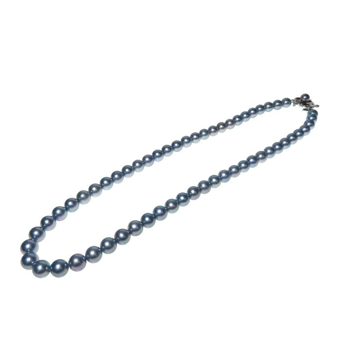 アコヤ真珠 (グレー染め) 6.8～7.5mm ネックレス シルバー 33.9g 43cm