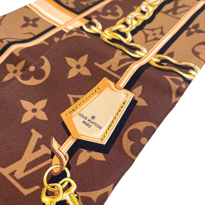 【LOUIS VUITTON/ルイ・ヴィトン】 バンドー・モノグラム コンフィデンシャル モノグラム M78655 スカーフ シルク100％ ブラウン  ユニセックス【中古】【真子質店】【BL】, 【Txx】