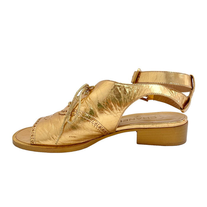 CHANEL/シャネル】 G30805 サンダル レザー ゴールド レディース【中古