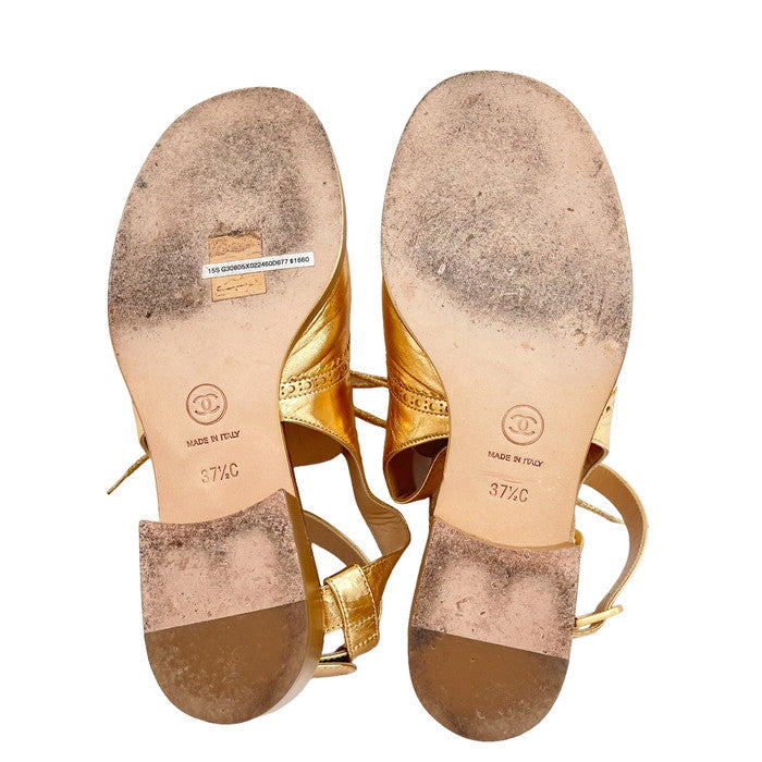 CHANEL/シャネル】 G30805 サンダル レザー ゴールド レディース【中古