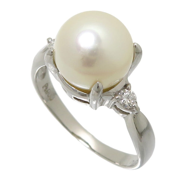10号 アコヤ真珠 8.2mm程度 ダイヤモンド 計0.08ct リング・指輪 Pt900 