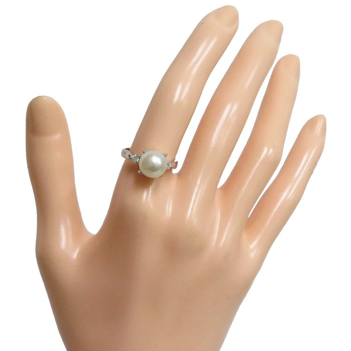 10号 アコヤ真珠 8.2mm程度 ダイヤモンド 計0.08ct リング・指輪 Pt900 