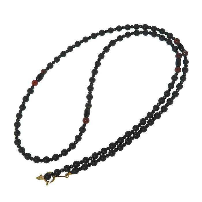 黒石 茶石 ネックレス K18ゴールド 18金 11.5g 58cm ユニ