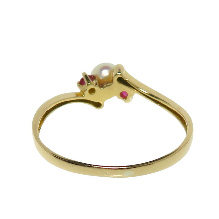 K18金ベビーパールルビーリング 美品 ミキモト ベビーパール K18
