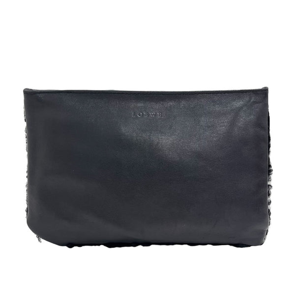 LOEWE/ロエベ】 ポーチ レザー/ファー 黒 レディース【中古