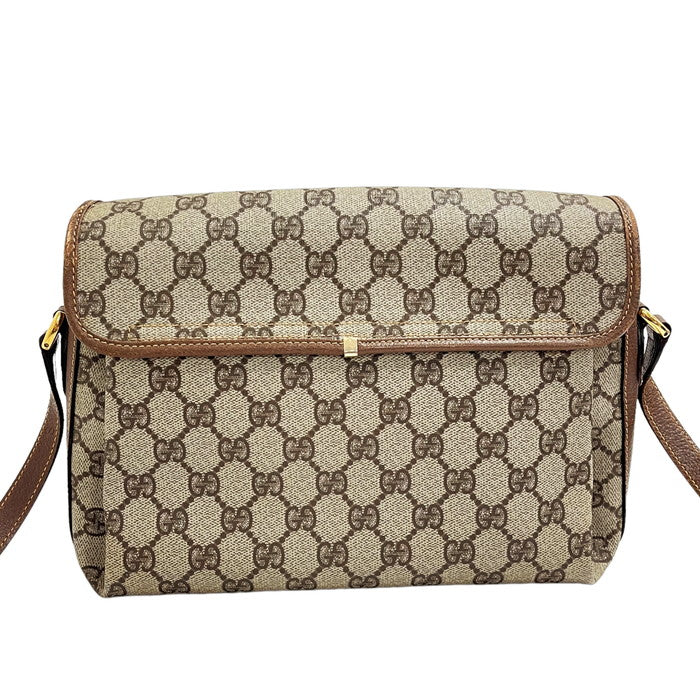 【GUCCI/グッチ】 オールドグッチ 001 115 6165 ショルダーバッグ GGスプリームキャンバス ベージュ×ブラウン  レディース【中古】【真子質店】【GN】, 【IIx】