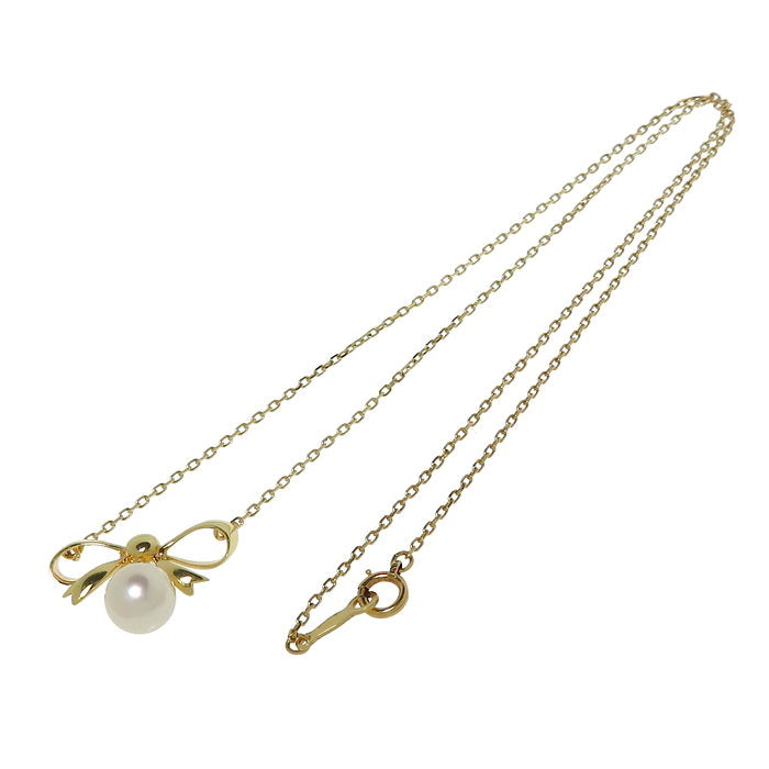 MIKIMOTO/ミキモト】 リボンモチーフ アコヤ真珠 7.0mm ネックレス K14ゴールド 14金 2.9g 40cm レディース – 真子質店  PawnShopMAKO