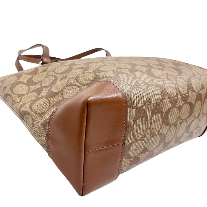 COACH/コーチ】 シグネチャー F29208 ジップ トートバッグ 茶