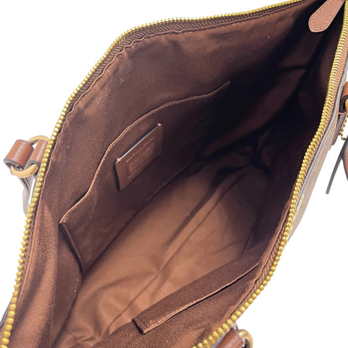 COACH/コーチ】 シグネチャー F29208 ジップ トートバッグ 茶